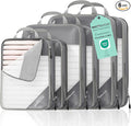 NICOSHOW 6 Set Compression Packing Cubes for Travel - Compressible, Lightweight, and Space-Saving Packing Cubes, Travel Essentials for Women, Grey
