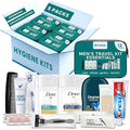TrekTote Bulk Men’s Travel Hygiene Kits Case Pack of 12 Piece Kits TSA Approved Travel Size Toiletry Kits with Toothbrush Toothpaste Deodorant Razor for Outreach Emergency Use