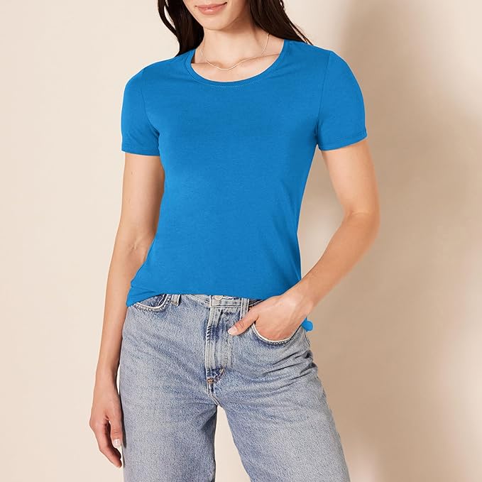 Amazon Essentials Women's Regular-Fit Short-Sleeve T-Shirt (Crewneck and V-Neck Options), Multipacks