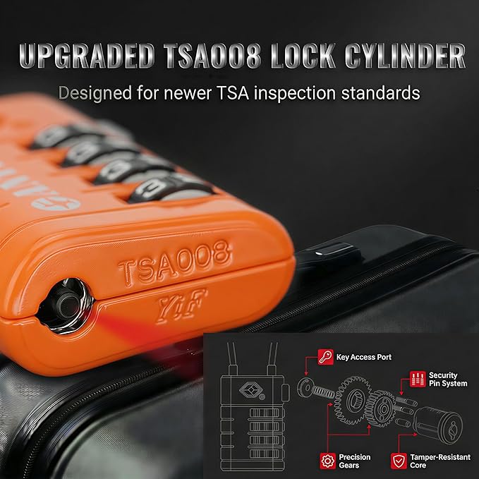 ANVIL TSA Approved Luggage Locks with Search Alert Indicator, 4-Digit Combination Suitcase Lock, Advanced TSA008 Core Heavy Duty Anti-Theft Travel Lock for Double Zippers, Backpacks (2, Orange)