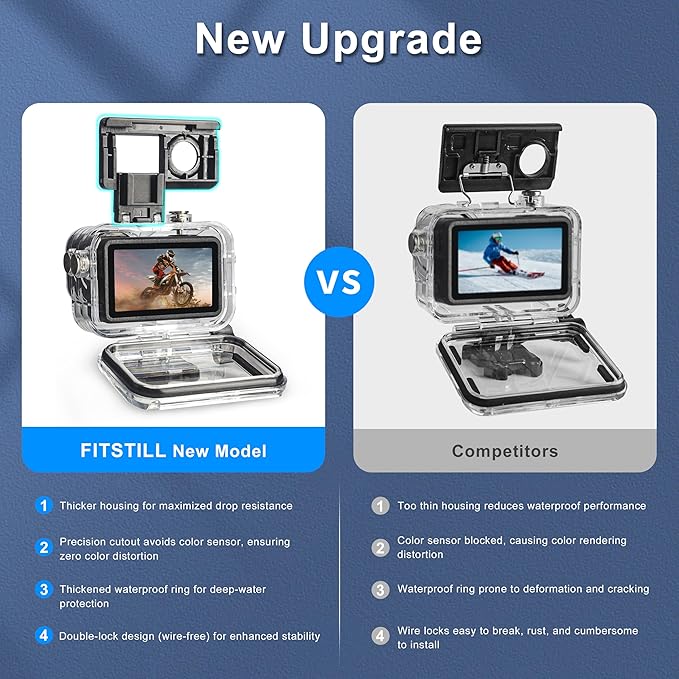 FitStill 60M/196FT Diving Kit for DJI osmo Action 5 pro/4/3, Waterproof Housing + Buoyancy Handle for Underwater Shooting DJI Action 5pro/4/3 Protective Accessories