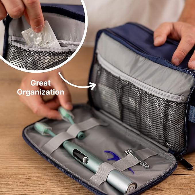 Carrywell (Not Made In China) Toiletry Bag For Men, Shaving Kit, Travel Organizer Dopp Kit, Interior Compartments and Pockets For Toiletries and Accessories, Blue
