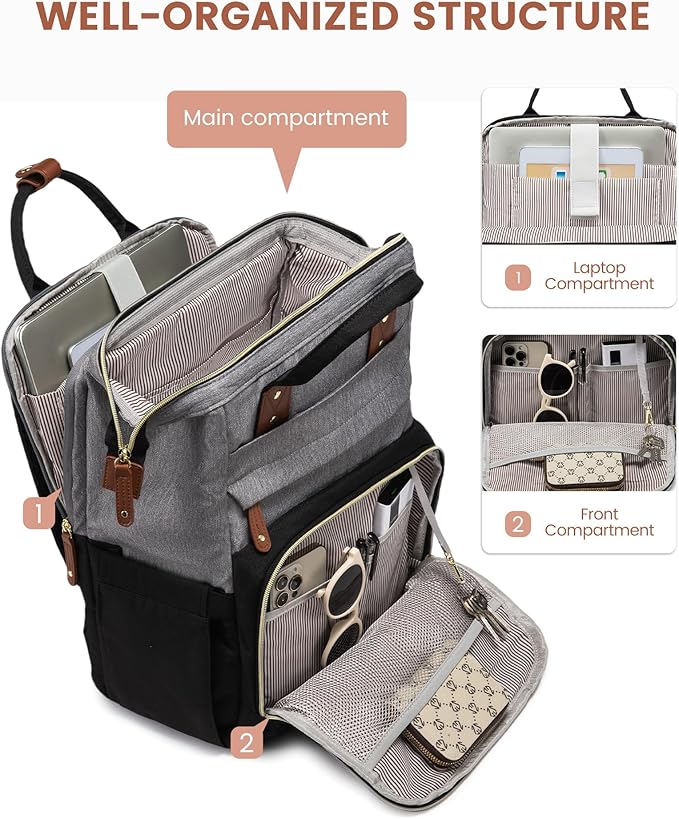 LOVEVOOK Laptop Backpack for Women, 15.6'' Waterproof Nurse Bag Teacher Work Backpack Purse for Women, Travel Computer Backpack for College Office Business Ladies