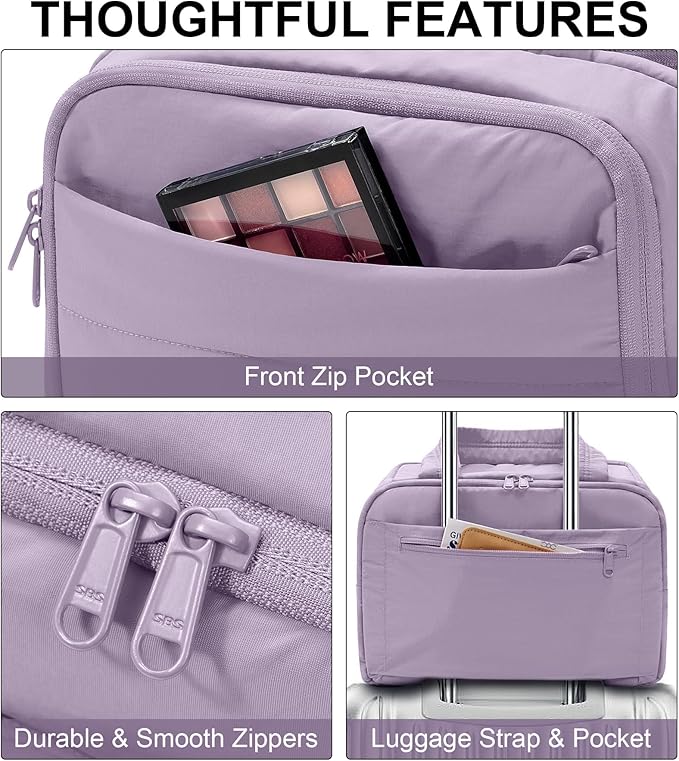 Bagstellar Travel Toiletry Bag for Women, Lightweight Large Quilted Puffy Makeup Bag Wide-open Make up Organizer Cloud Cosmetic Bag w/Handle for Traveling, Toiletries, Essentials Accessories Lavender