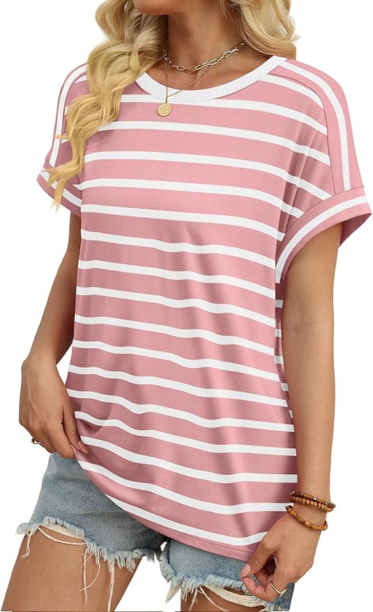 WIHOLL Womens Tops Short Sleeve Shirts Summer Outfits 2026 Spring Dressy Casual Clothes Clothing