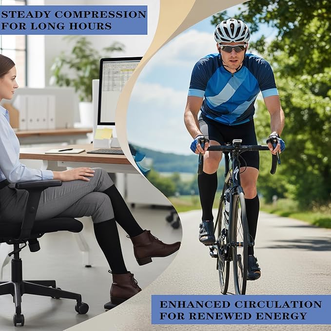 Sooverki Copper Compression Socks for Men & Women 8 Pack 15-20mmHg - Knee High Stockings Best Support for Running Athletic