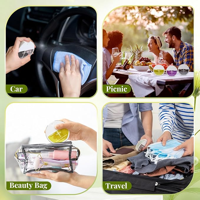 3 Pcs Power Mist Hydrating Hand Sanitizer Spray Bulk Travel Size Hand Sanitizer Spray Pocket 1.2 oz White Circular Bottle with Rhinestone for Daily Use Mother's Day End of Year Teachers Gifts
