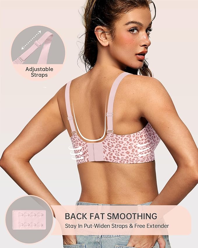 OEAK Womens Deep V Bras Wireless Comfortable Bra Supportive No Underwire Bras Tshirt Push Up Bralettes Plunge Seamless Bra