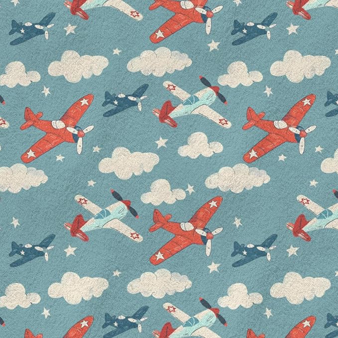 Unisex Cartoon Plane Aircraft Clouds Stars Baby Nursery Throw Gift Blanket for Boys Girls, Plane Transportation Pattern Swaddle Receiving Bed Blanket for Newborn Toddlers Kids-60x80
