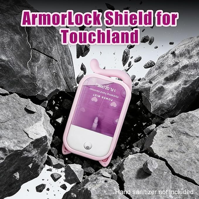 Cat Silicone Case with Keychain & Charms for Touchland Hand Sanitizer Spray, Protective Holder Compatible with Power Mist & Glow Mist 1 FL Oz/30ML