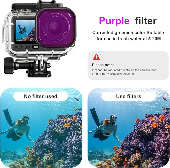 FitStill 60M/196FT Diving Kit for DJI osmo Action 6, Waterproof Housing + Buoyancy Handle + Diving Filter for Underwater Shooting DJI Action 6 Protective Accessories