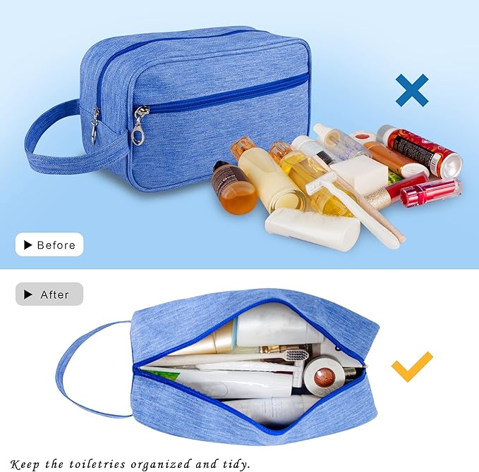 Toiletry Bag, Large Capacity Travel Bag for Toiletries, Waterproof Oxford Fabric Toiletry Organizer for Travel, Business Trips and Daily Use, Travel Essentials for Men or Women (Light Blue)