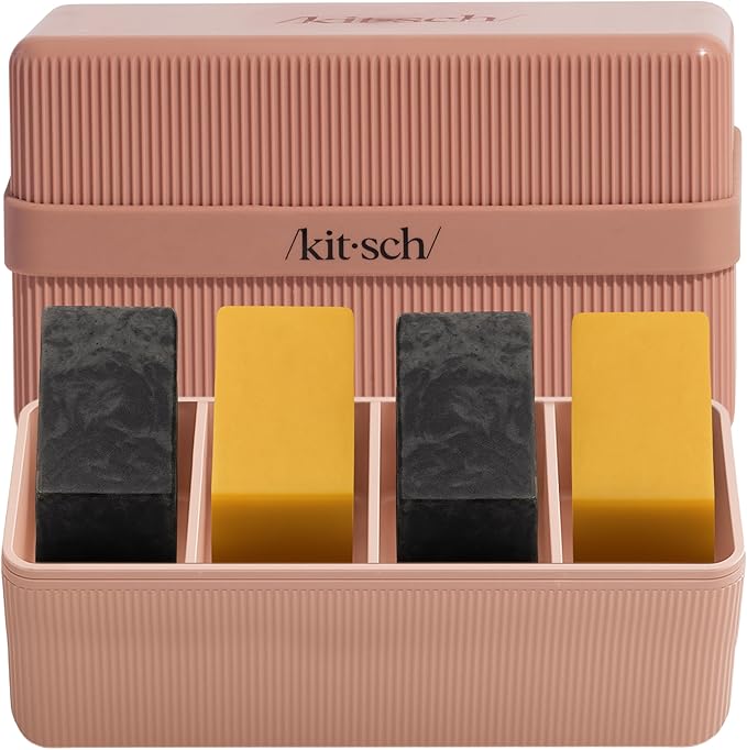 Kitsch 4-Compartment Travel Soap Case – Bar Soap Holder & Organizer, Travel Case for Bars – TSA-Approved – Lightweight, Durable, Leak-Proof, Made from Recycled Plastic – Terracotta