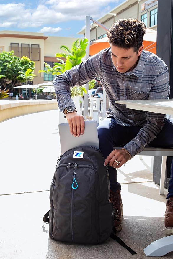 Anti Theft Travel Backpack, 15" Laptop Backpack w/Lockable Hidden Zipper Access Pockets, Water & Slash Resistant Nylon, Locking Carabiner, GPS Pocket. TSA Approved Work Theft Proof Daypack (Black)