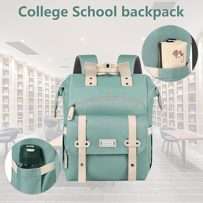 FALANKO Laptop Backpack for Women,Doctor Teacher Nurse Work Bookbag for 15.6 Inch Laptop,Large Travel Wide Open College Shoulder Purse Bag With RFID Anti Theft