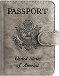 Passport Holder Cover Wallet RFID Blocking Leather Card Case Travel Accessories for Women Men (Grey)