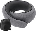 Memory Foam Travel Neck Pillow for Airplane, Ergonomic U-Shape 360° Neck Support for Sleeping & Neck Pain Relief, Breathable Cotton Cover, Adjustable Fit (Gray)