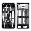 Yougai Nail Clippers Set - 18 Pcs Professional Manicure Pedicure Kit for Men Women, Stainless Steel Fingernail Toenail Clippers Cutters, Nail Care Grooming Tools with Leather Travel Case