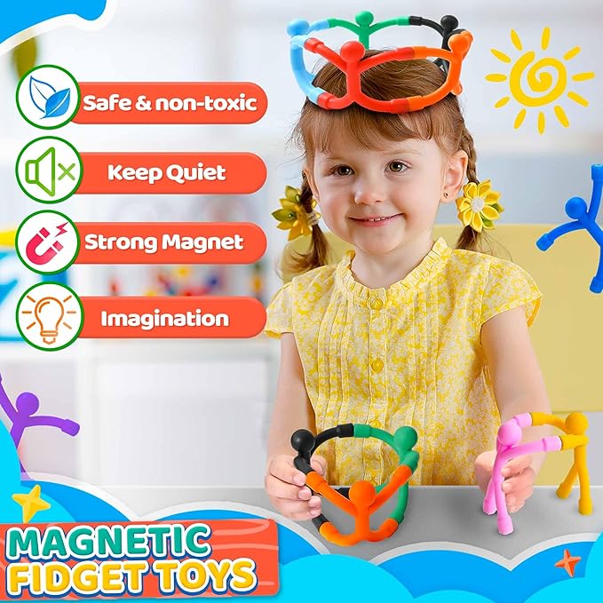 Magnetic Travel Toys Easter Basket Stuffers for Toddler Kids, Fidget Toys Airplane Car Travel Activities Essential,Road Trip ‌Sensory Toy Magnet People Men,Gifts Toys for 3 4 5 6 7 8 Year Old -10PCS