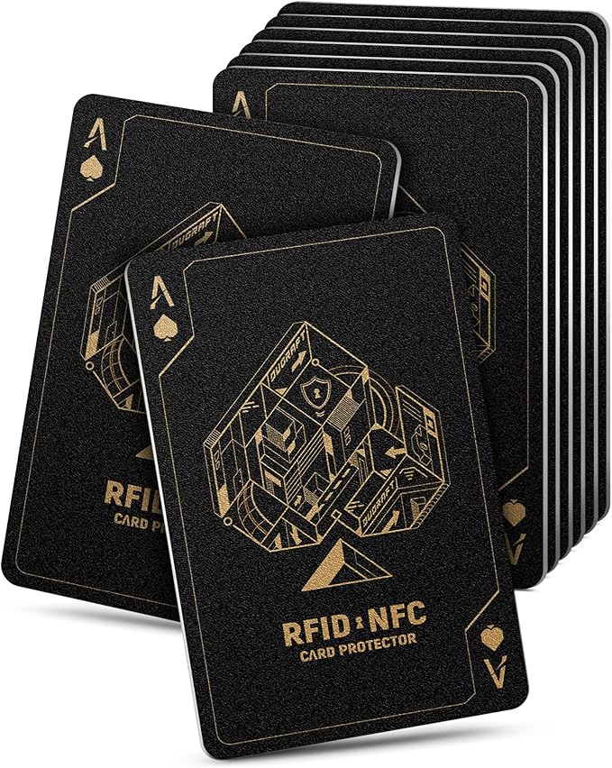 DUGRAFT 8 Pack RFID Blocking Cards Credit Card Protectors Anti-Theft Card Blocker NFC Contactless Protection for Entire Wallet, Travel Essentials, Art Deco