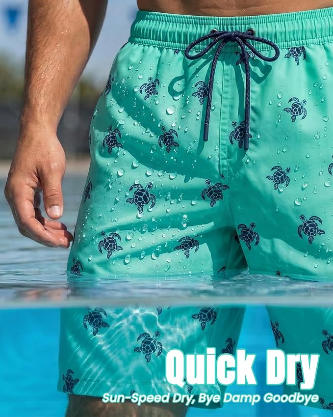 7 Inch Men Swim Trunks with Compression Breathable Liner Quick Dry Zipper Pockets for Pool Board Beach Cruise