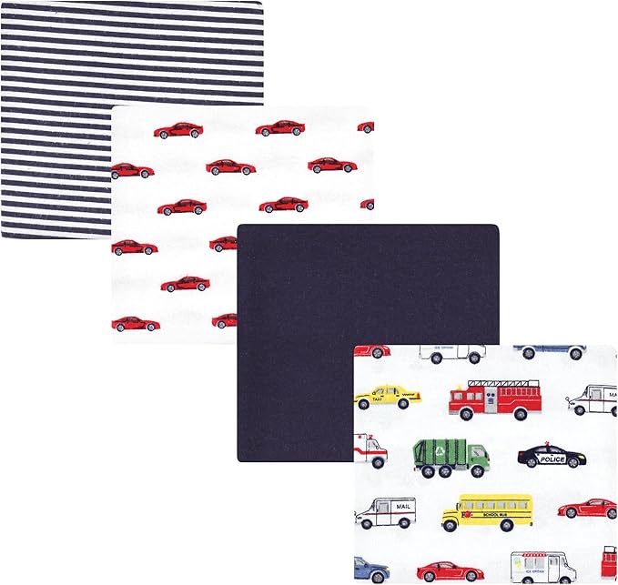 Hudson Baby Unisex Baby Cotton Flannel Receiving Blankets, Going Places, One Size
