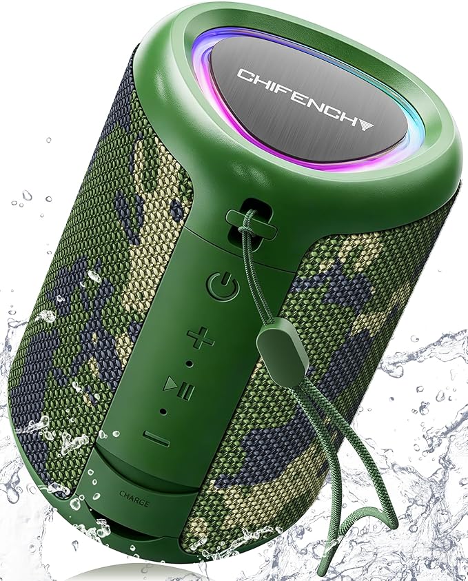 Portable Bluetooth Speaker Beach Essentials: Powerful Crystal Clear Sound/Dynamic Light/IPX5 Waterproof/All Day Playtime/Wireless BT 5.3/TWS Paring, Mom Gifts, Outdoor|Travel|Camping|Pool Accessories