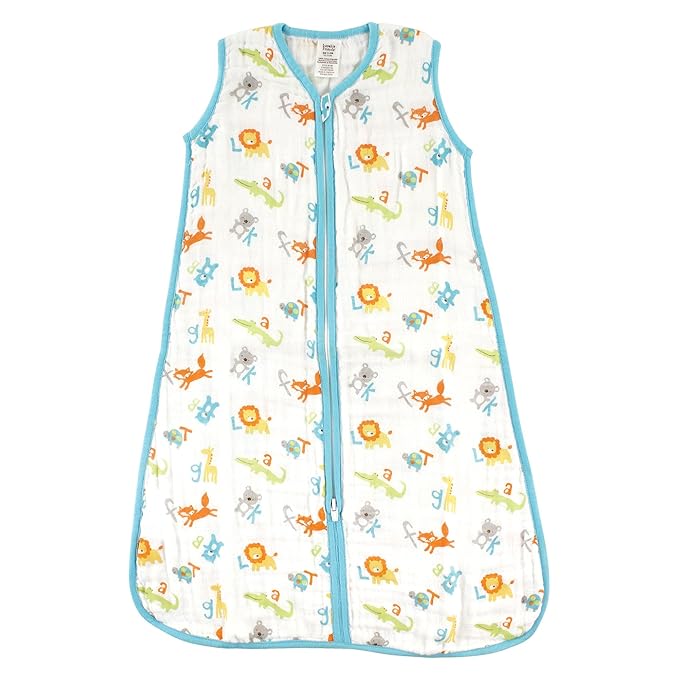 Luvable Friends Unisex Baby Sleeveless Muslin Cotton Sleeping Bag, Sack, Blanket, Abc Muslin, 0-6 Months
