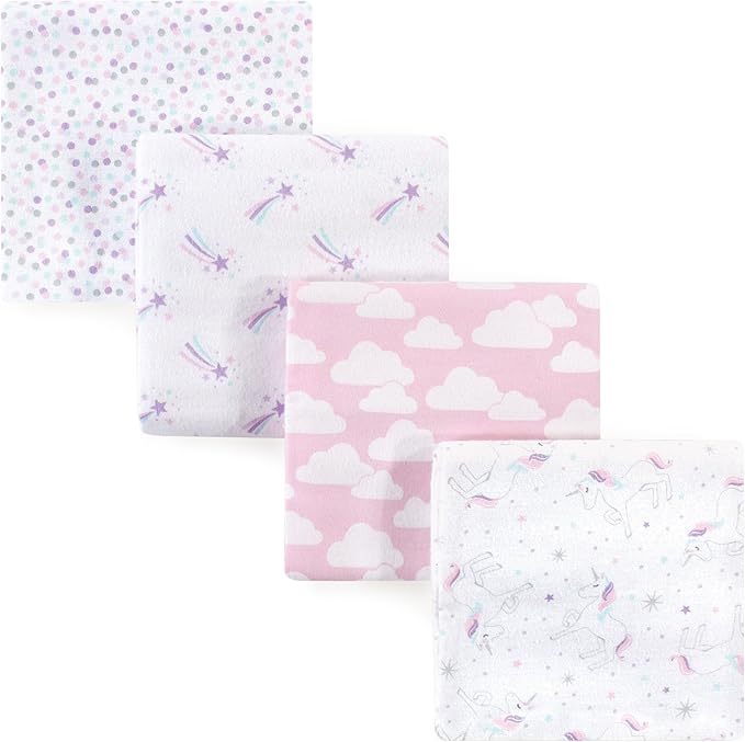 Hudson Baby Unisex Baby Cotton Flannel Receiving Blankets, Magical Unicorn, One Size