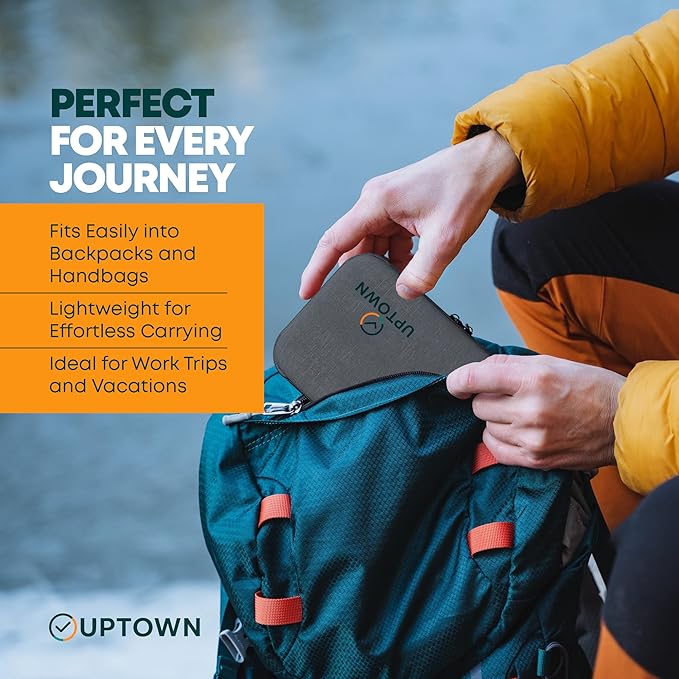 Uptown Deals Travel Charging Kit with Cable Organizer Case – 10,000mAh Portable Charger (Power Bank), 45W GaN Wall Adapter, 48W Car Phone Charger & 4 Cables – Travel Essentials for Devices