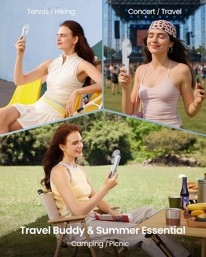 Gaiatop Portable Handheld Fan, 3 in 1 Mini Fan Handheld [17h Max Cooling], Foldable Personal Fans Pocket Design, USB Travel Fans Portable, Lash Trip Summer Essential Cute Gifts for Women Girl, White
