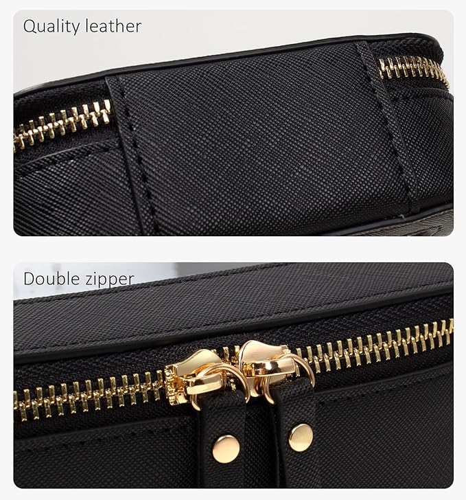 LETGO Travel Makeup Bag for Purse Small Mini Cute Make Up Bag Pouch for Purse Car Accessories for Women Girls (Mini Black)