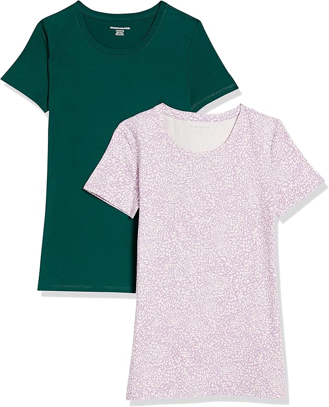 Amazon Essentials Women's Regular-Fit Short-Sleeve T-Shirt (Crewneck and V-Neck Options), Multipacks
