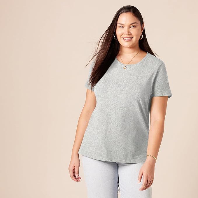 Amazon Essentials Women's Regular-Fit Short-Sleeve T-Shirt (Crewneck and V-Neck Options), Multipacks