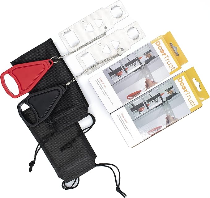 Portable Door Lock for Added Security & Safety. Ideal for Privacy & Protection at Home, Bedroom, School Dorm Room and Hotel. Essential to Travelers, Homeowners & Renters - 2 Pack