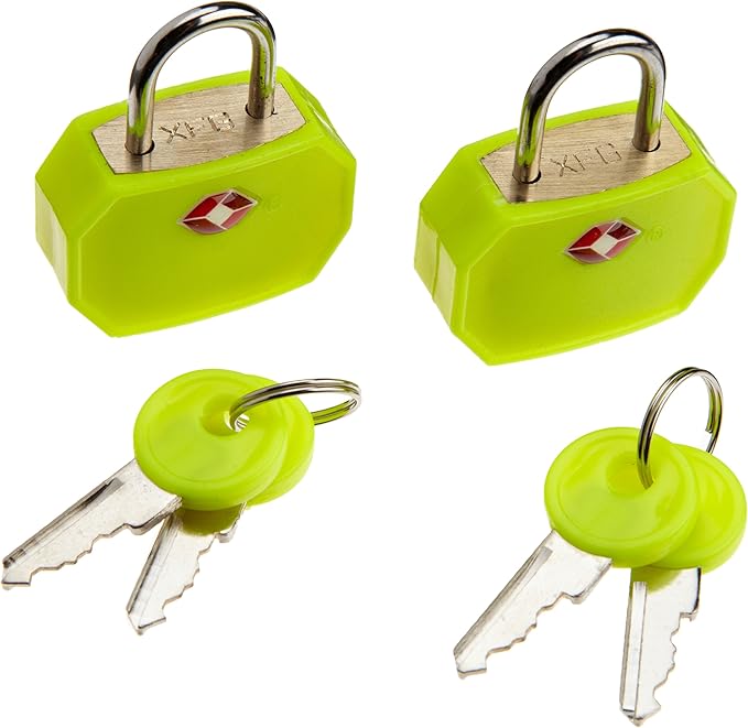 Lewis N. Clark Travel Sentry TSA Lock + Mini Padlock for Luggage Suitcase, Carry On, BackPack, Laptop Bag or Purse - Perfect for Airport, Hotel, And Gym (Includes 4 keys) - 2-Pack, Yellow