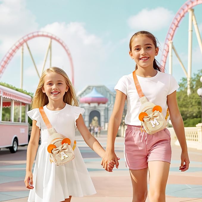 Girls Kids Sling Bag, Personalized Initial Crossbody Bag for Kid, Girls Sling Bags for Kids Girl Letter Monogram Fanny Packs Personalized Gifts for Girl Kid Year Old Birthday Gifts (Orange E)