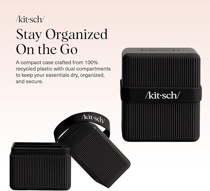Kitsch 2-Compartment Travel Soap Case – Bar Soap Holder & Organizer, Travel Case for Bars – TSA-Approved – Lightweight, Durable, Leak-Proof, Made from Recycled Plastic – Black
