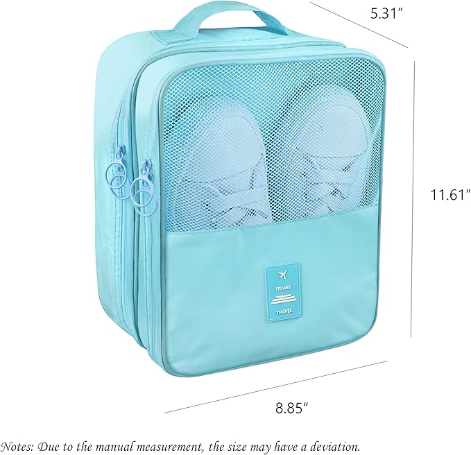 Travel Shoe Bags 2 Pcs of Shoe Organizers Set for Suitcase Hold 3 Pair of Shoes Waterproof Shoe Packing Cubes for Travel and Daily Use Storage Pouch with Handle (Blue+Pink)