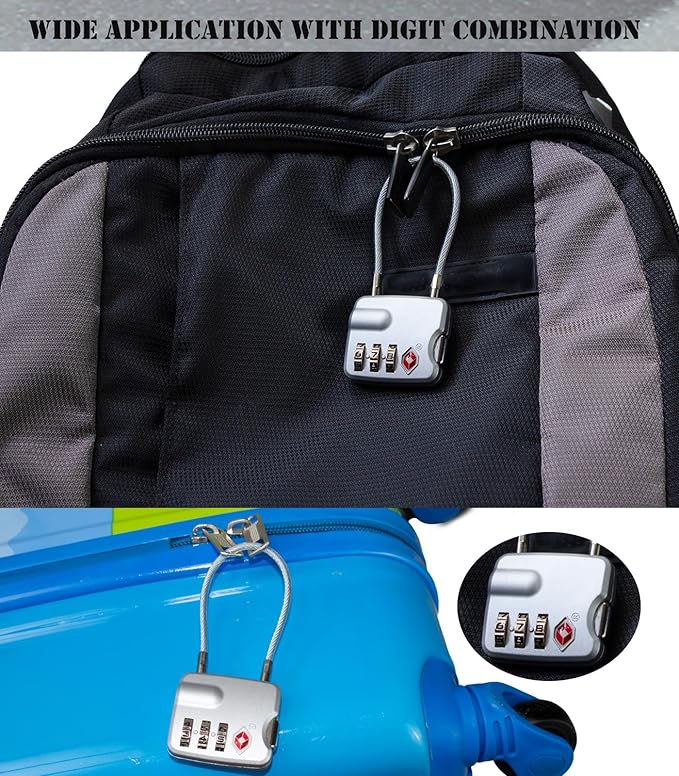 4 Pack TSA Approved Luggage Lock for Suitcases, Backpack, and Baggage with Zinc Alloy Body