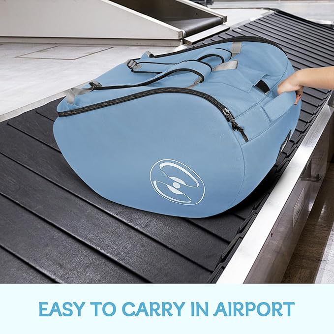 YOREPEK Padded Stroller Travel Bag for Airplane, Fits for Doona Stroller with isofix Base, Sturdy Stroller Bag Backpack with Lockable Zipper, Foldable Stroller Cover for Baby Travel,Ocean Blue
