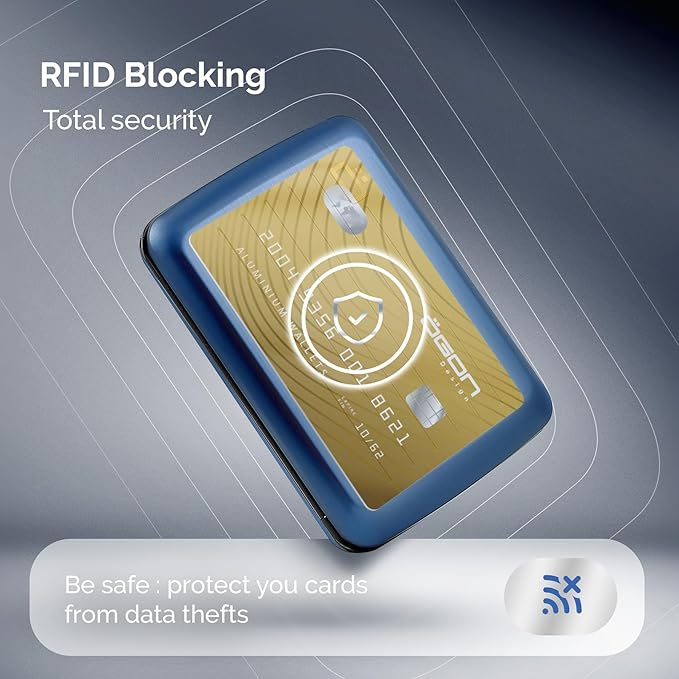 ÖGON -DESIGNS- Aluminum card holder with metal lock, RFID protection against fraud and demagnetization, compact wallet, Smart Case OSLO model