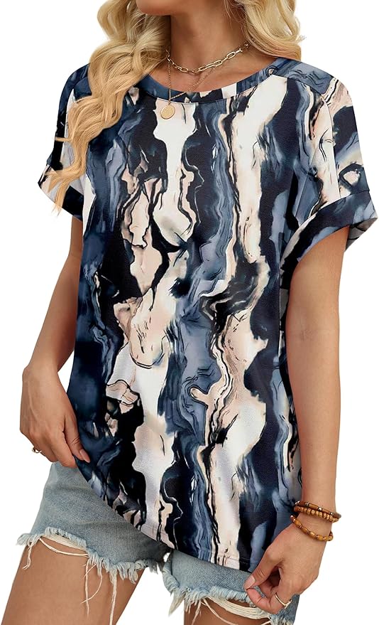 WIHOLL Womens Tops Short Sleeve Shirts Summer Outfits 2026 Spring Dressy Casual Clothes Clothing