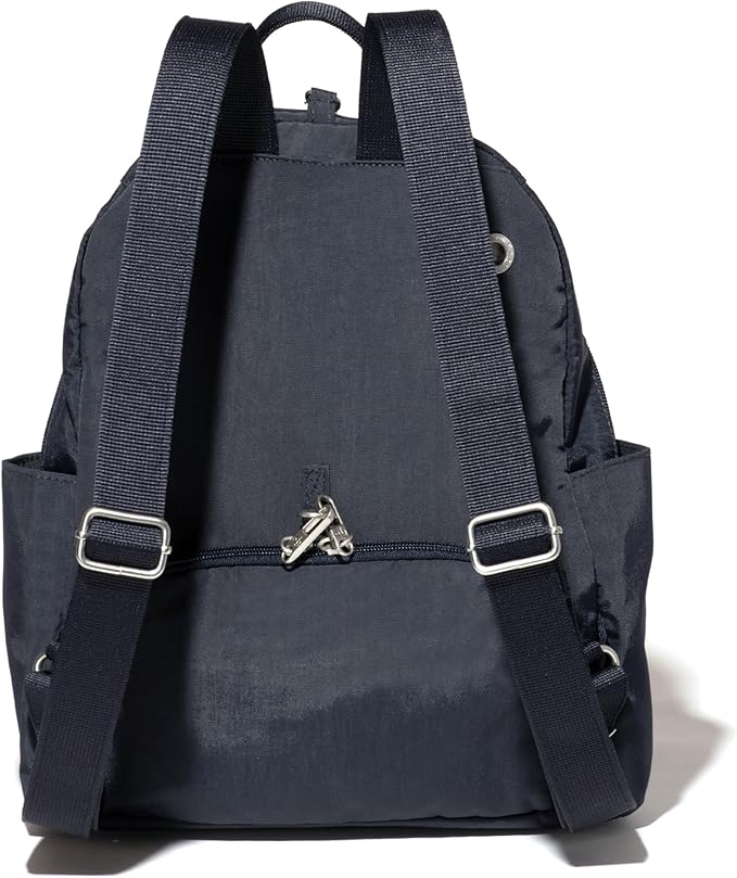Baggallini Securtex® Anti-theft Vacation Travel Backpack 10x13 Slash-Resistant Nylon Daypack w/RFID, French Navy