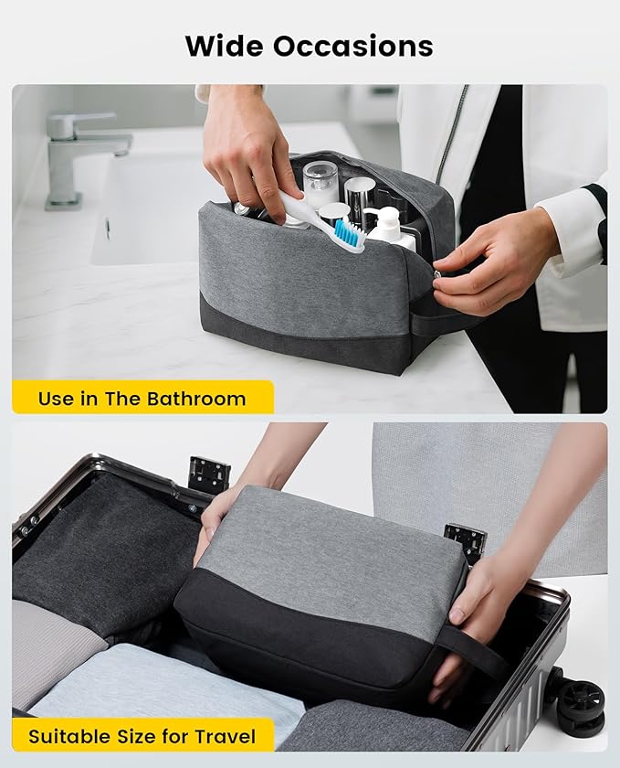 Vorspack Travel Toiletry Bag - Water Resistant Toiletry Bag for Men Large Travel Bag for Toiletries, Accessories - Black
