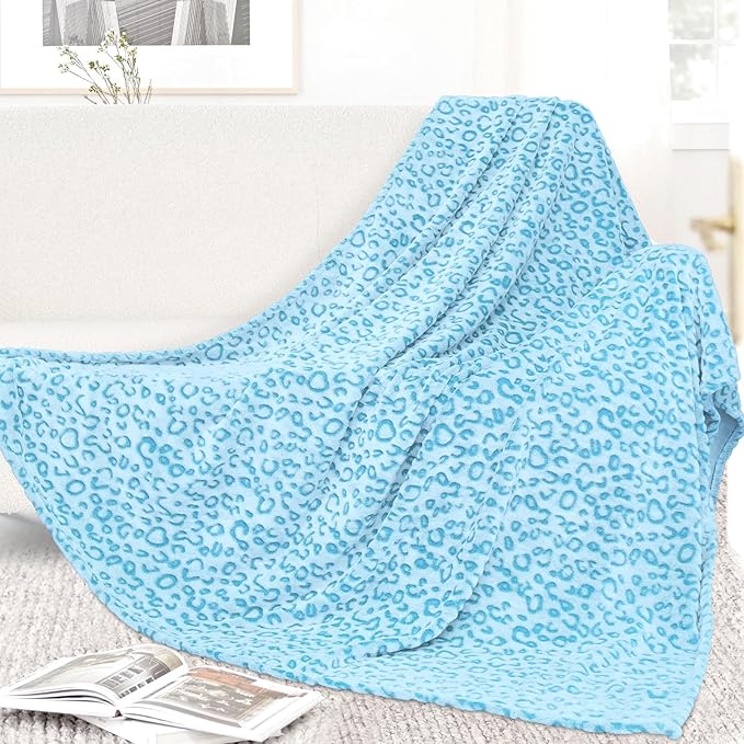 Fleece King Blanket for Bed Sky Blue Throw Blanket King Size Lightweight Cozy Soft Bed Blanket for All Season 90x108inch
