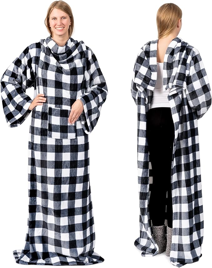PAVILIA Wearable Blanket with Sleeves for Adult Women Men, Cozy Fleece Warm Wrap Throw with Arms, Gifts for Christmas, Wife