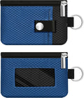 Minimalist RFID Blocking Small Wallet with ID Window,WaterResistant Zip Id Case Wallet with Lanyard Keychain for Cards,Cash,Travel,Women,Men (Electric Blue/Black)