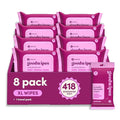 goodwipes Flushable Butt Wipes - Extra Large Adult Wet Wipes For Women & Men - Bathroom Essentials - Sewer & Septic Safe - Rosewater, 418 Count (8 Packs + 1 Travel)