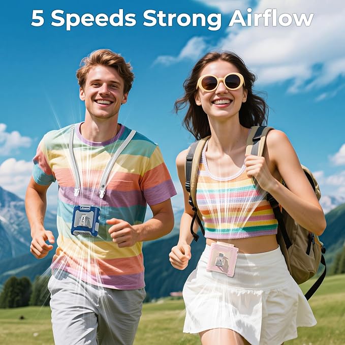 AMACOOL Portable Waist Fan Clip On, Father's Day Gifts for Dad Husband, 10000mAh Rechargeable Wearable Shirt Fan, Powerful Belt Fans, Birthday Gifts for Women Jobsite Travel Camping Essentials 2026
